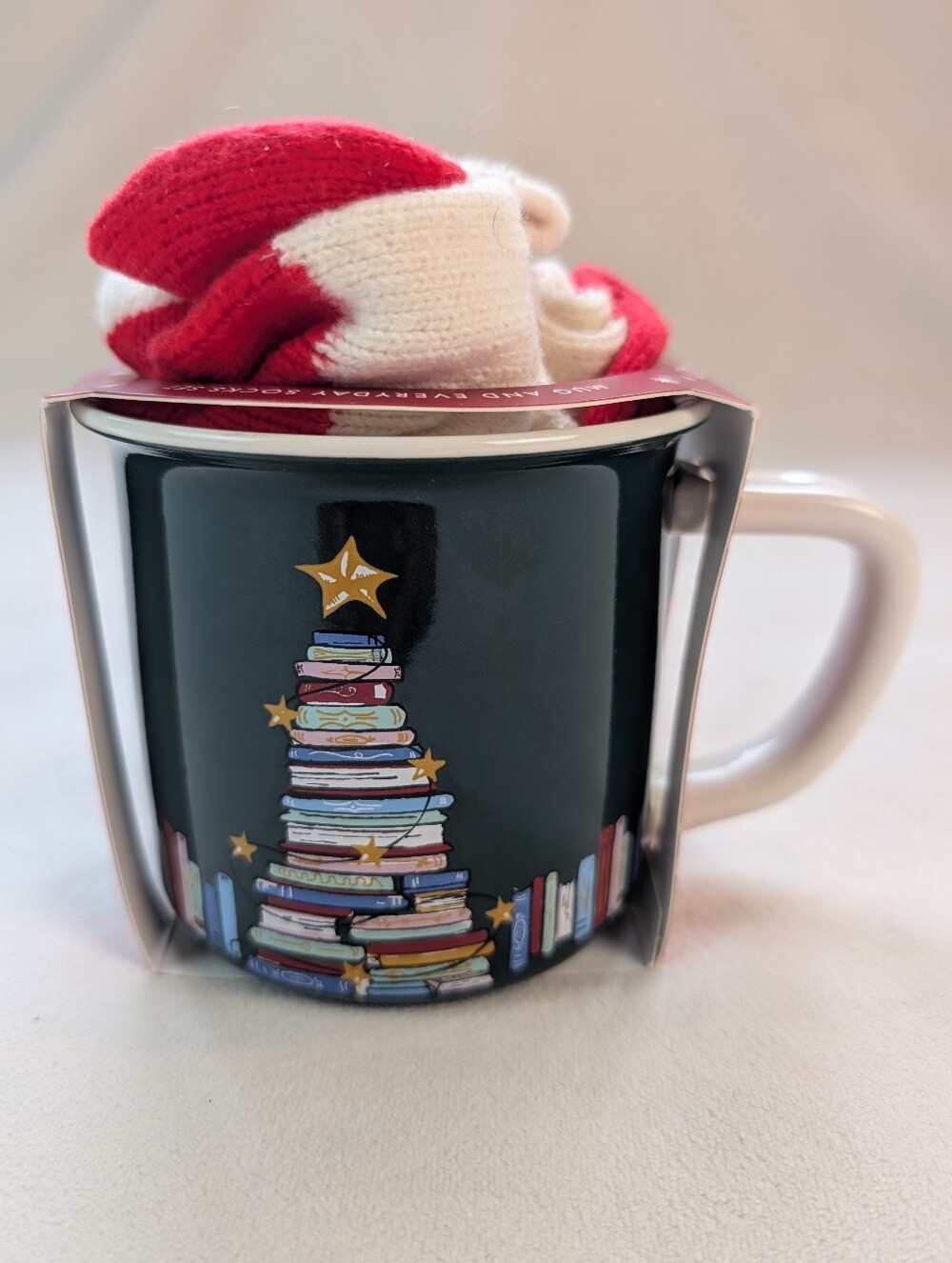 Indigo Christmas Book Lover Mug & Cozy Socks Gift Set NWT